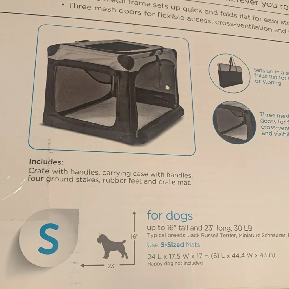 Lightweight canvas portable pet crate size small